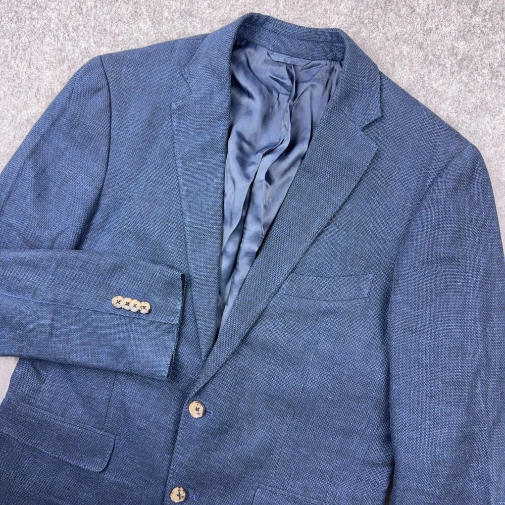 Rodd & Gunn Sport Coat Mens Medium Navy Blue Sports Fit Linen Blazer Jacket